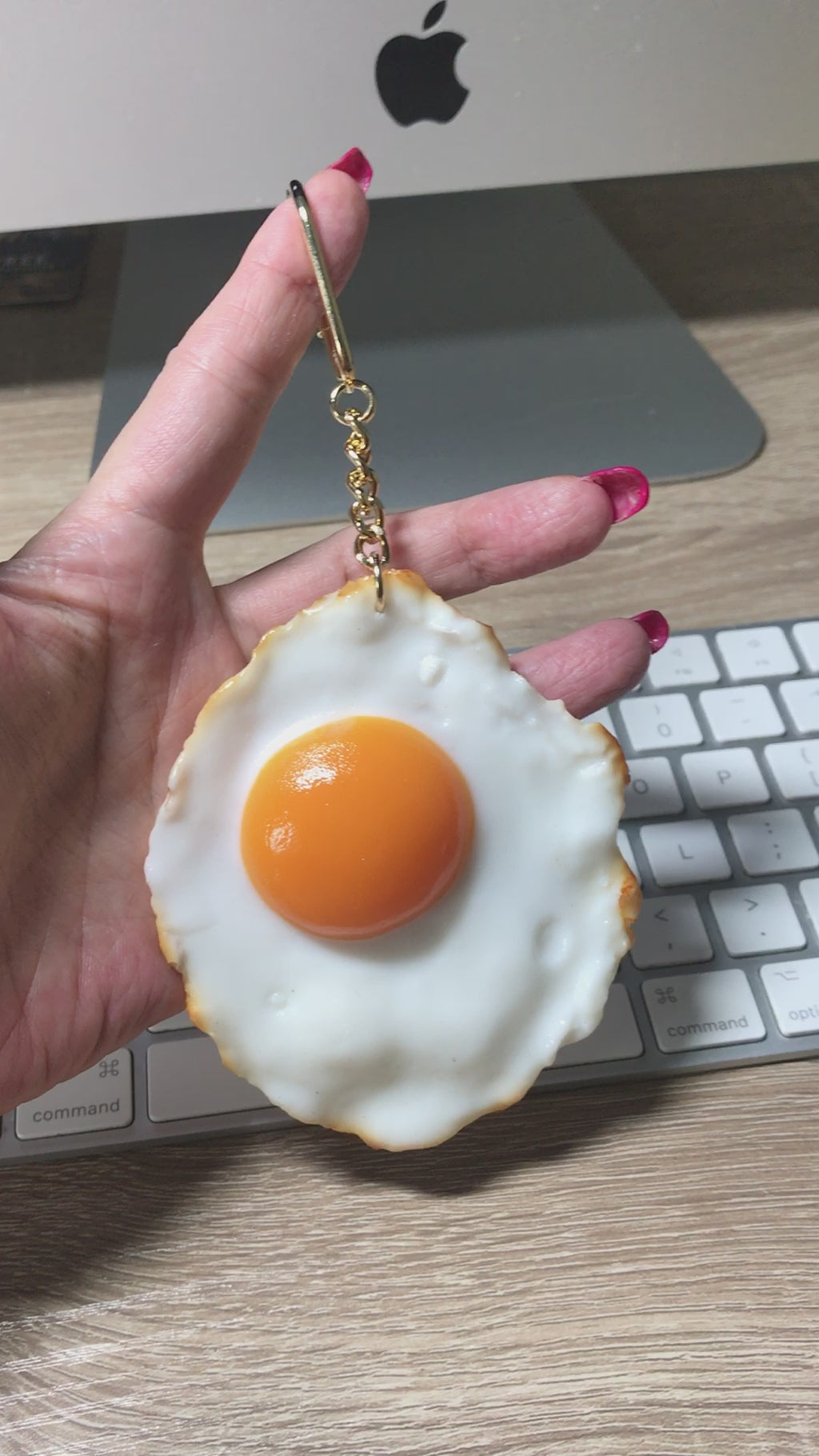 Fried Egg Ring Sunny Side Up Polymer Clay Silver Tone 