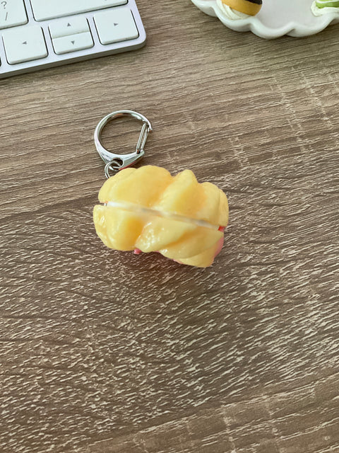 Cruller Strawberry Dipped with Cream Center Keychain