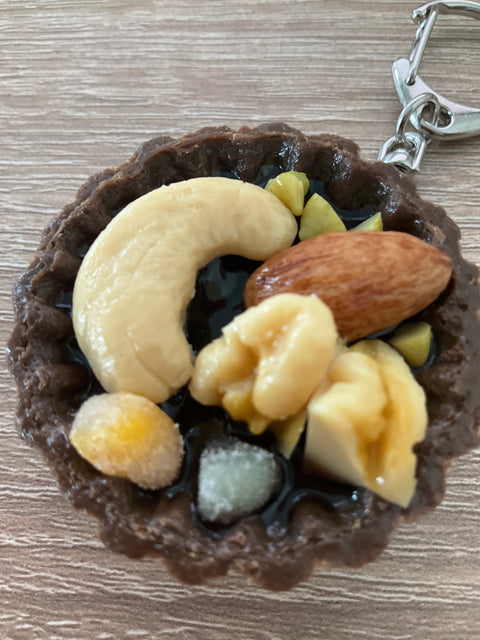 Chocolate Tart Keychain with Nuts