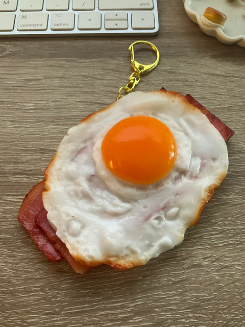 Sunny Side-Up Egg Keychain with Bacon A