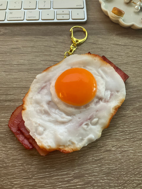 Sunny Side-Up Egg Keychain with Bacon A