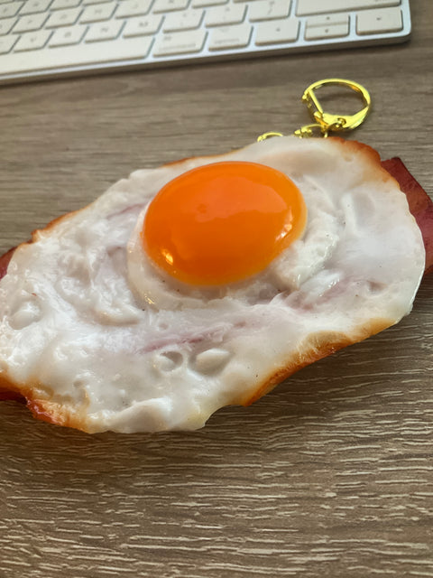 Sunny Side-Up Egg Keychain with Bacon A