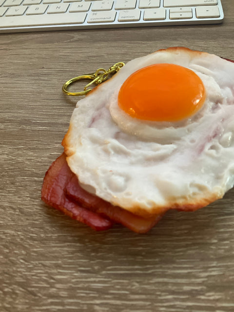 Sunny Side-Up Egg Keychain with Bacon A
