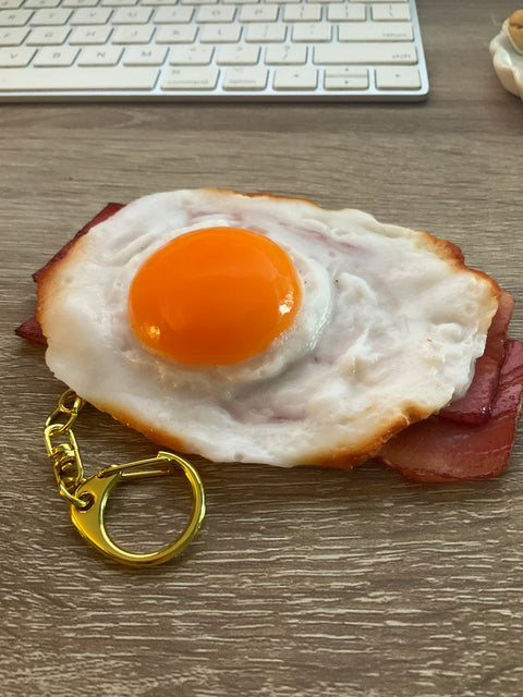 Sunny Side-Up Egg Keychain with Bacon A