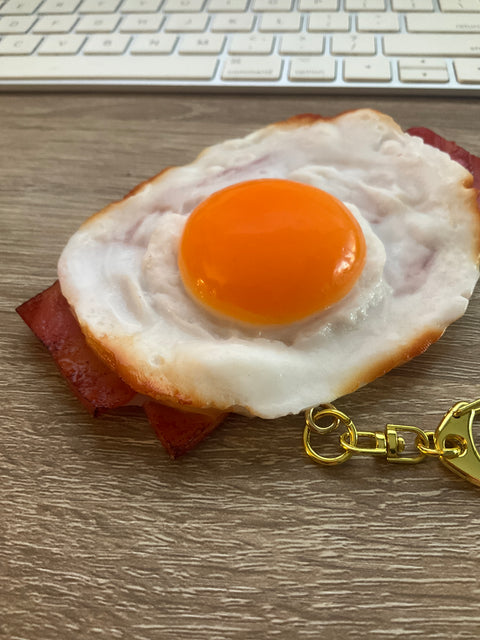Sunny Side-Up Egg Keychain with Bacon A