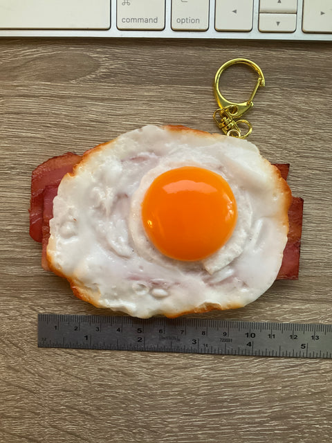 Sunny Side-Up Egg Keychain with Bacon A