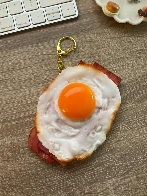 Sunny Side-Up Egg Keychain with Bacon A