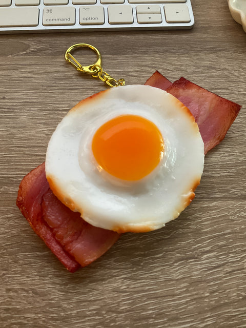 Sunny Side-Up Egg Keychain with Bacon B