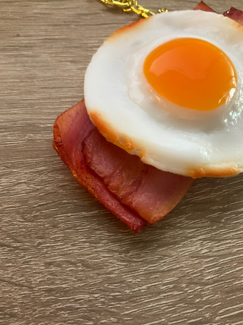 Sunny Side-Up Egg Keychain with Bacon B