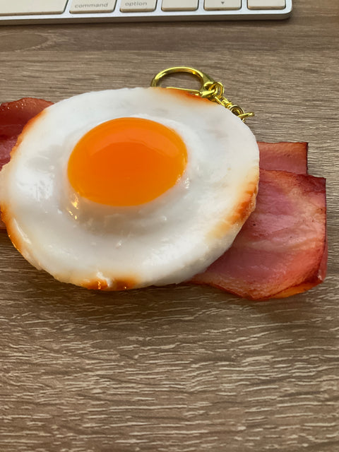 Sunny Side-Up Egg Keychain with Bacon B