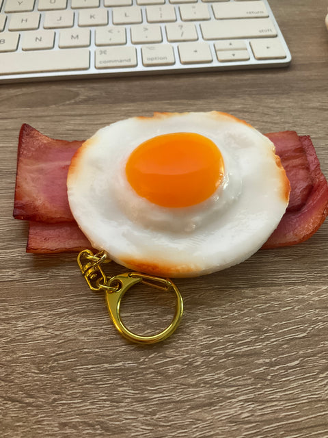 Sunny Side-Up Egg Keychain with Bacon B
