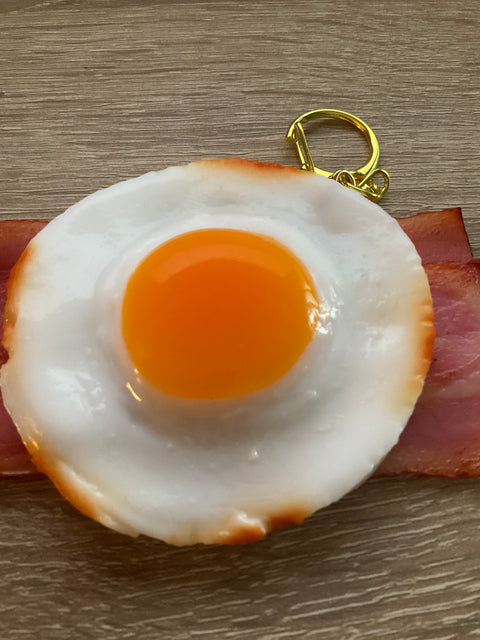 Sunny Side-Up Egg Keychain with Bacon B