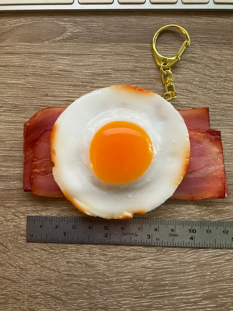 Sunny Side-Up Egg Keychain with Bacon B