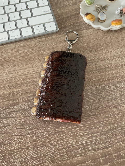Barbecue Spare Ribs with Sauce Keychain, BBQ keychain