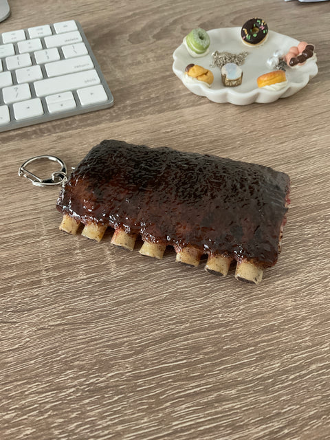 Barbecue Spare Ribs with Sauce Keychain, BBQ keychain