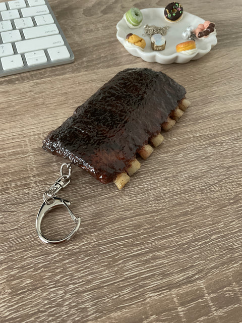 Barbecue Spare Ribs with Sauce Keychain, BBQ keychain