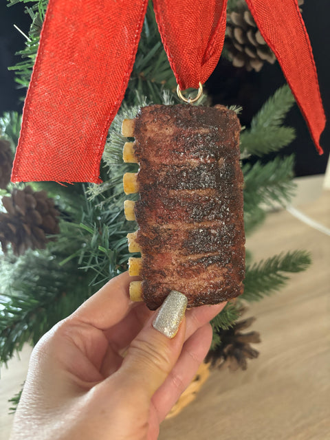 Barbecue Spare Ribs without Sauce Ornament (Dry Rub Version), BBQ Ornament