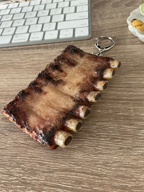 Barbecue Spare Ribs with Sauce Keychain, BBQ keychain