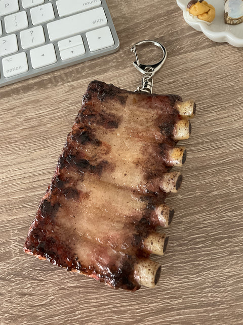 Barbecue Spare Ribs with Sauce Keychain, BBQ keychain