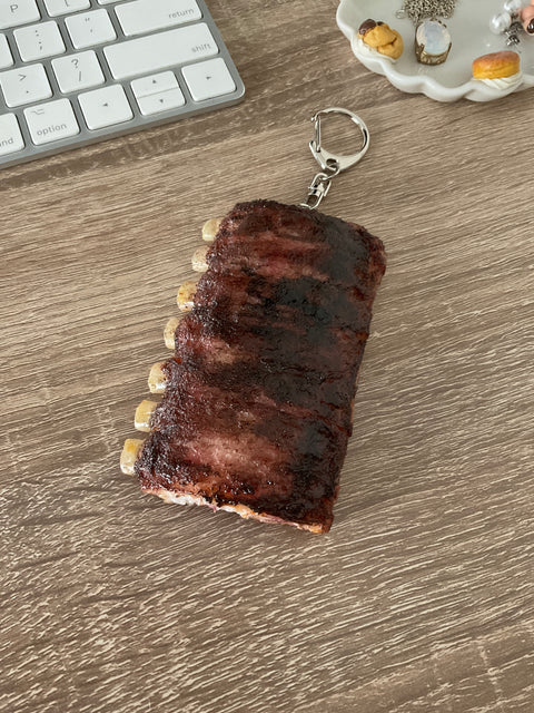 Barbecue Spare Ribs without Sauce Keychain (Dry Rub Version), BBQ keychain