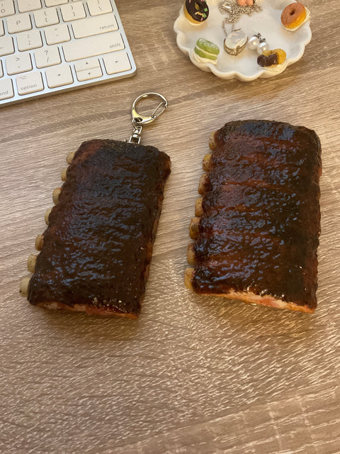 Barbecue Spare Ribs with Sauce Keychain, BBQ keychain