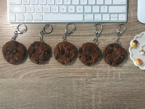 Chocolate Chocolate Chip Cookie Keychain