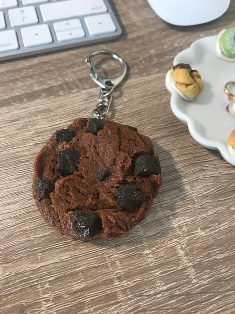 Chocolate Chocolate Chip Cookie Keychain