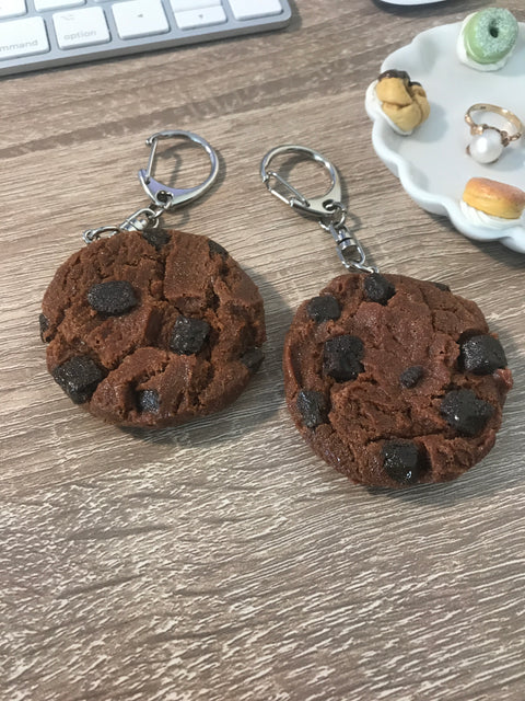 Chocolate Chocolate Chip Cookie Keychain